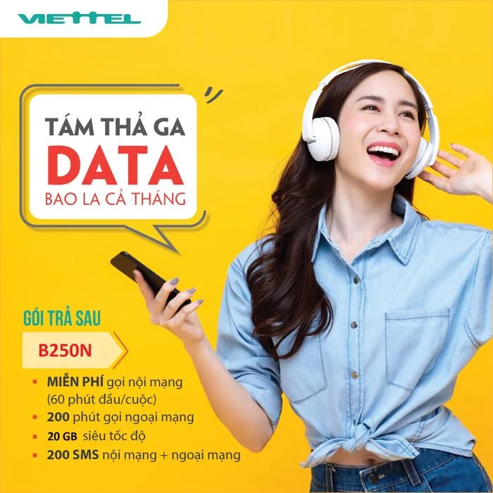 Gói cước B250N Viettel trả sau 1 goi cuoc b25n viettel tra sau